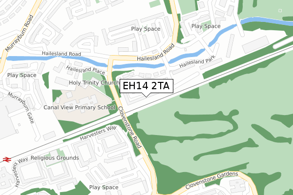 EH14 2TA map - large scale - OS Open Zoomstack (Ordnance Survey)