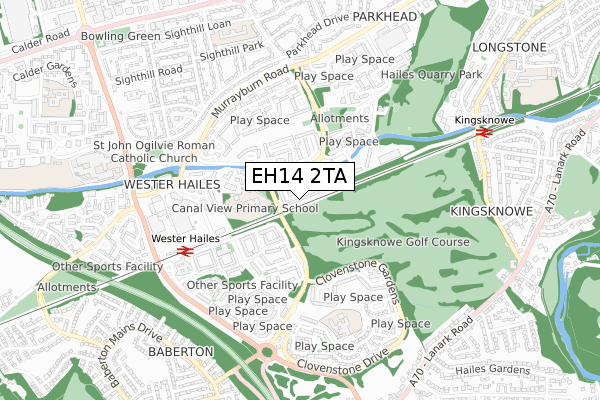 EH14 2TA map - small scale - OS Open Zoomstack (Ordnance Survey)