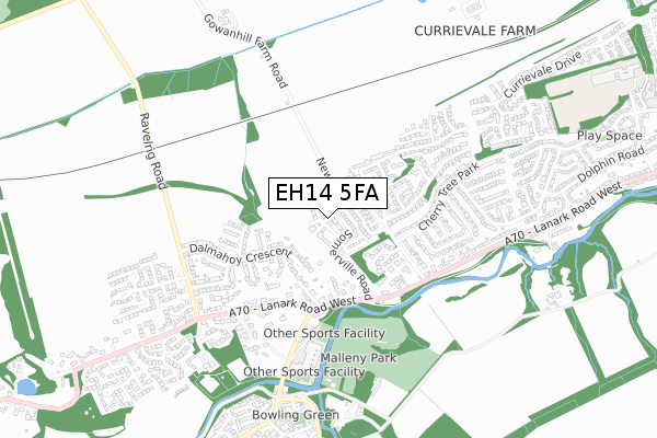 EH14 5FA map - small scale - OS Open Zoomstack (Ordnance Survey)