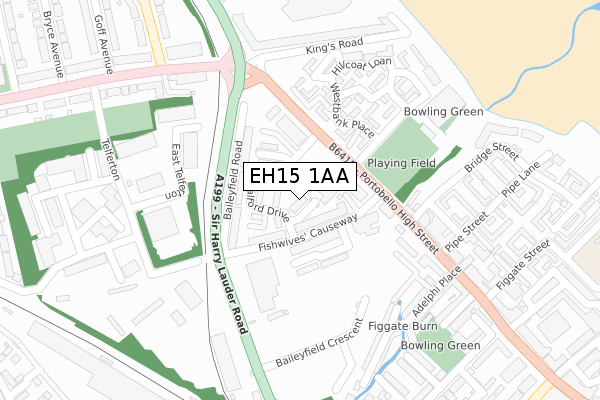 EH15 1AA map - large scale - OS Open Zoomstack (Ordnance Survey)