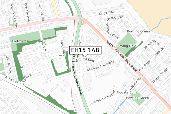 EH15 1AB map - large scale - OS Open Zoomstack (Ordnance Survey)