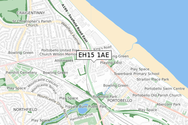 EH15 1AE map - small scale - OS Open Zoomstack (Ordnance Survey)