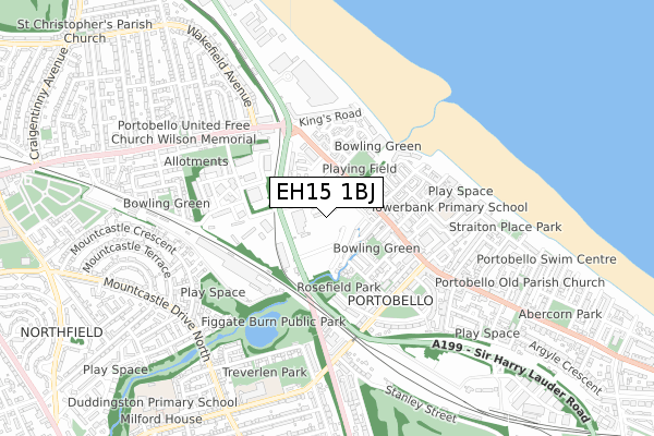 EH15 1BJ map - small scale - OS Open Zoomstack (Ordnance Survey)