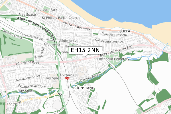 EH15 2NN map - small scale - OS Open Zoomstack (Ordnance Survey)