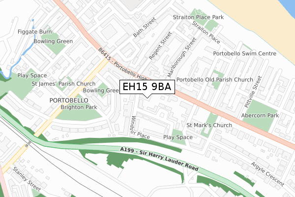 EH15 9BA map - large scale - OS Open Zoomstack (Ordnance Survey)