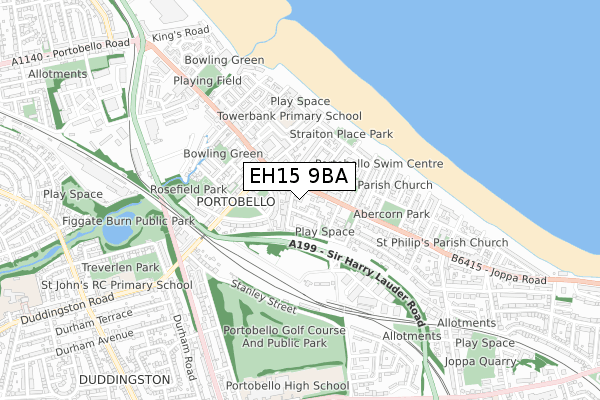 EH15 9BA map - small scale - OS Open Zoomstack (Ordnance Survey)