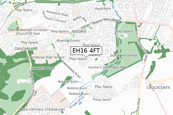 EH16 4FT map - small scale - OS Open Zoomstack (Ordnance Survey)