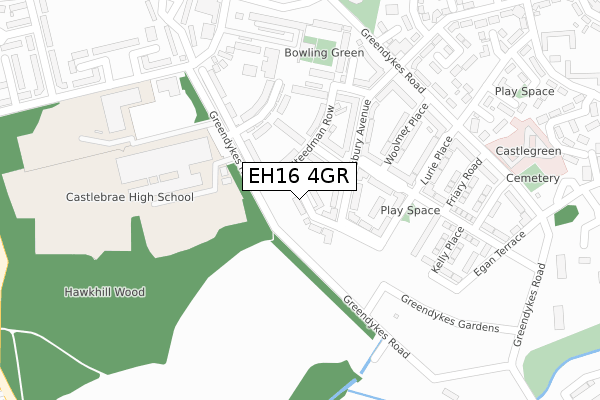 EH16 4GR map - large scale - OS Open Zoomstack (Ordnance Survey)