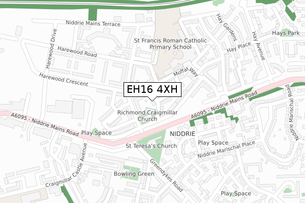 EH16 4XH map - large scale - OS Open Zoomstack (Ordnance Survey)