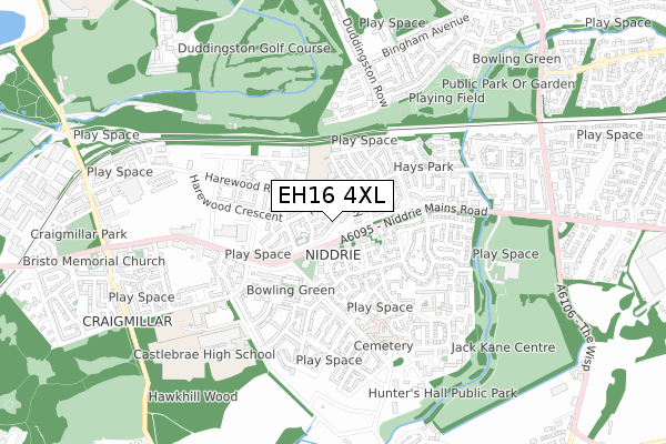 EH16 4XL map - small scale - OS Open Zoomstack (Ordnance Survey)