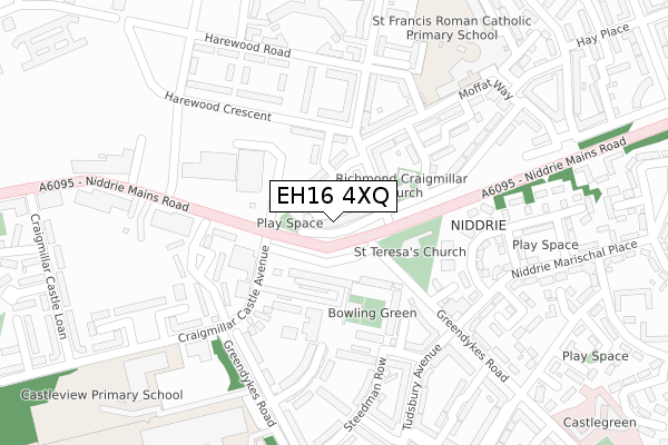 EH16 4XQ map - large scale - OS Open Zoomstack (Ordnance Survey)