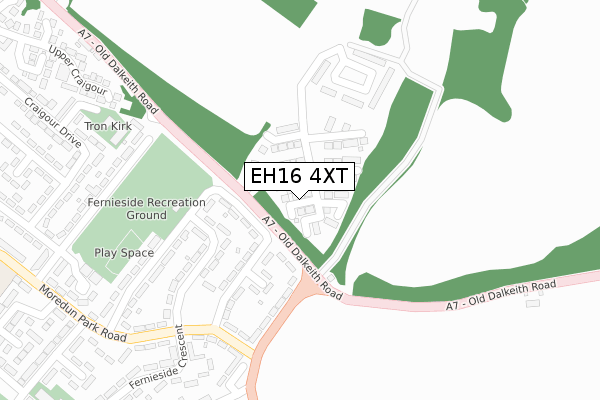 EH16 4XT map - large scale - OS Open Zoomstack (Ordnance Survey)