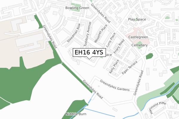 EH16 4YS map - large scale - OS Open Zoomstack (Ordnance Survey)