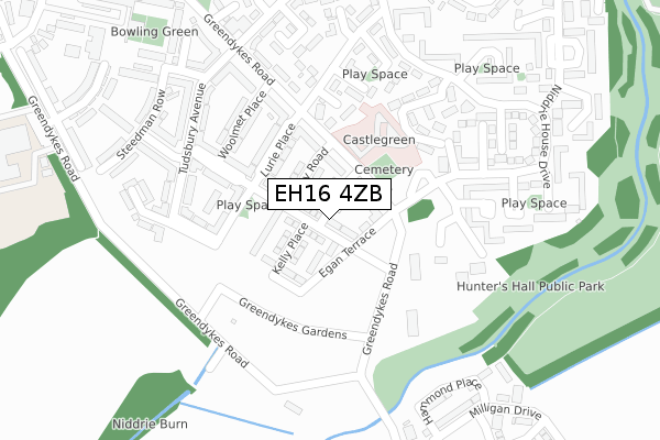 EH16 4ZB map - large scale - OS Open Zoomstack (Ordnance Survey)