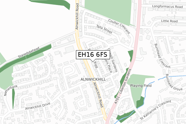 EH16 6FS map - large scale - OS Open Zoomstack (Ordnance Survey)