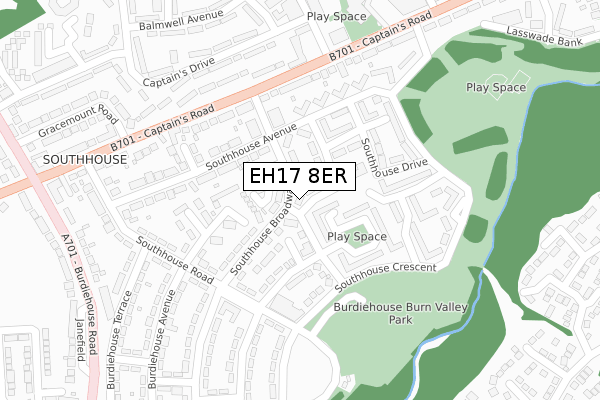 EH17 8ER map - large scale - OS Open Zoomstack (Ordnance Survey)