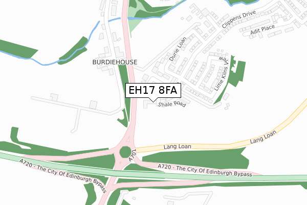 EH17 8FA map - large scale - OS Open Zoomstack (Ordnance Survey)