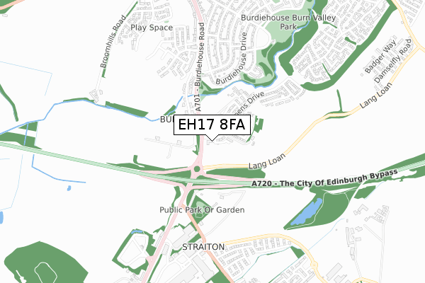 EH17 8FA map - small scale - OS Open Zoomstack (Ordnance Survey)