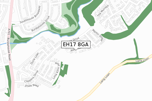 EH17 8GA map - large scale - OS Open Zoomstack (Ordnance Survey)