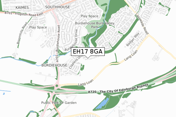 EH17 8GA map - small scale - OS Open Zoomstack (Ordnance Survey)