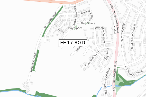 EH17 8GD map - large scale - OS Open Zoomstack (Ordnance Survey)