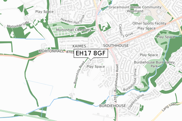 EH17 8GF map - small scale - OS Open Zoomstack (Ordnance Survey)