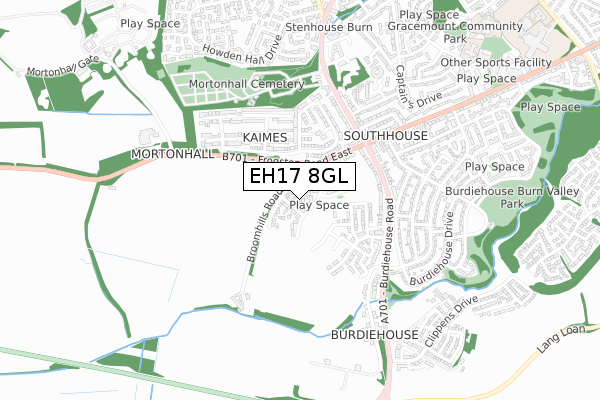 EH17 8GL map - small scale - OS Open Zoomstack (Ordnance Survey)