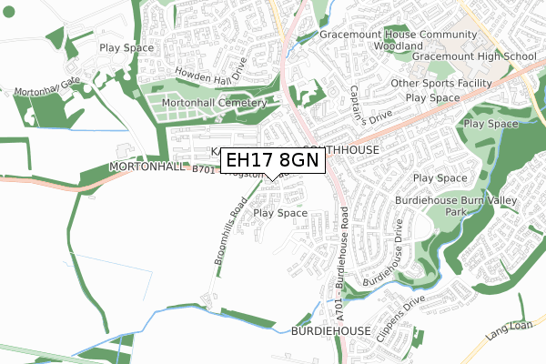 EH17 8GN map - small scale - OS Open Zoomstack (Ordnance Survey)