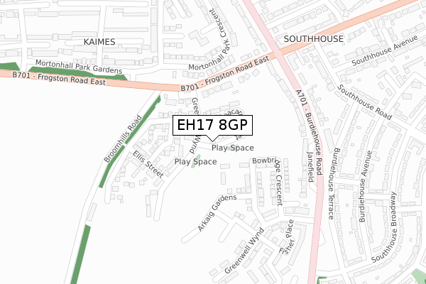 EH17 8GP map - large scale - OS Open Zoomstack (Ordnance Survey)