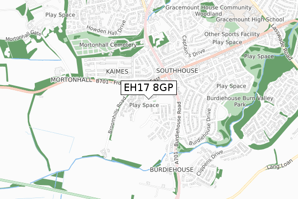 EH17 8GP map - small scale - OS Open Zoomstack (Ordnance Survey)