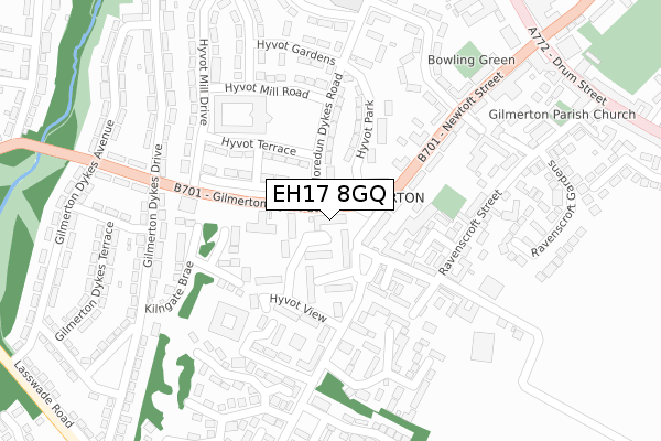 EH17 8GQ map - large scale - OS Open Zoomstack (Ordnance Survey)