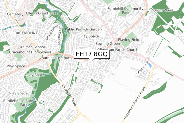 EH17 8GQ map - small scale - OS Open Zoomstack (Ordnance Survey)