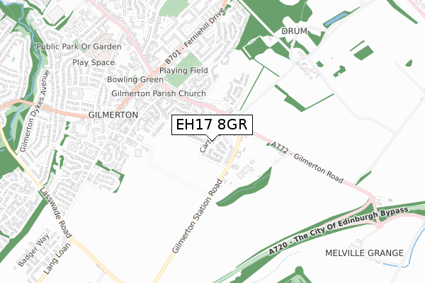 EH17 8GR map - small scale - OS Open Zoomstack (Ordnance Survey)