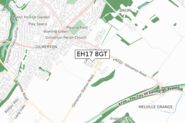 EH17 8GT map - small scale - OS Open Zoomstack (Ordnance Survey)