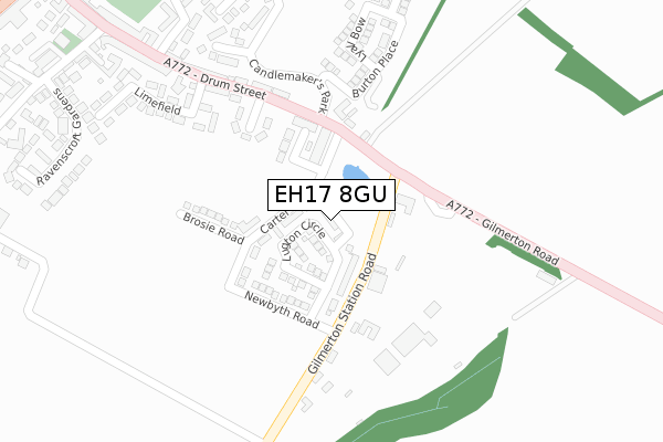 EH17 8GU map - large scale - OS Open Zoomstack (Ordnance Survey)