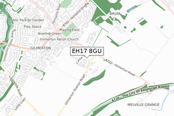 EH17 8GU map - small scale - OS Open Zoomstack (Ordnance Survey)