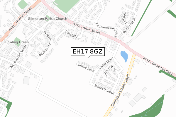 EH17 8GZ map - large scale - OS Open Zoomstack (Ordnance Survey)