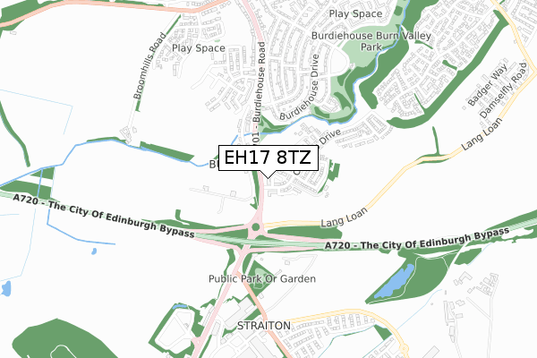 EH17 8TZ map - small scale - OS Open Zoomstack (Ordnance Survey)