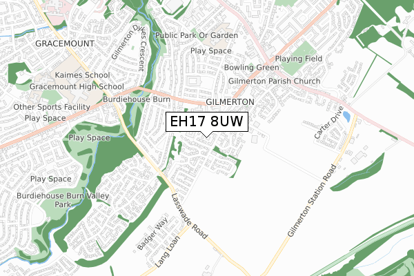 EH17 8UW map - small scale - OS Open Zoomstack (Ordnance Survey)