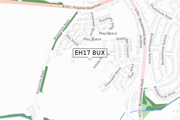 EH17 8UX map - large scale - OS Open Zoomstack (Ordnance Survey)