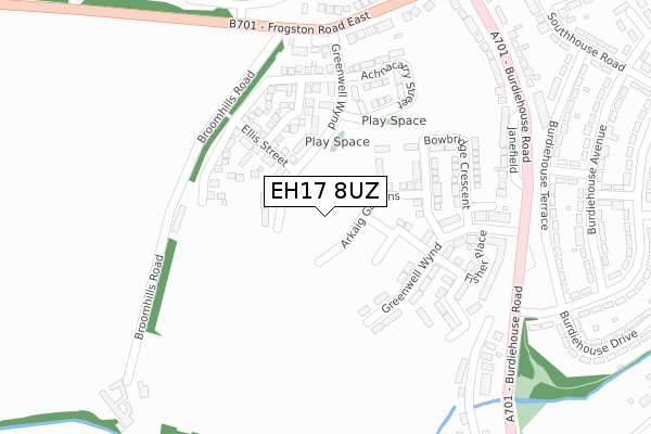 EH17 8UZ map - large scale - OS Open Zoomstack (Ordnance Survey)