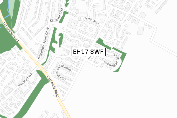 EH17 8WF map - large scale - OS Open Zoomstack (Ordnance Survey)