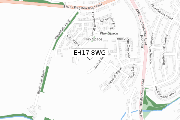 EH17 8WG map - large scale - OS Open Zoomstack (Ordnance Survey)