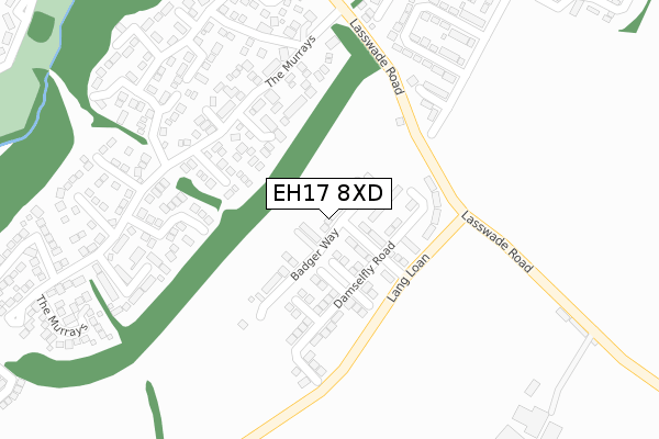 EH17 8XD map - large scale - OS Open Zoomstack (Ordnance Survey)