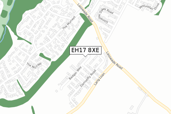 EH17 8XE map - large scale - OS Open Zoomstack (Ordnance Survey)