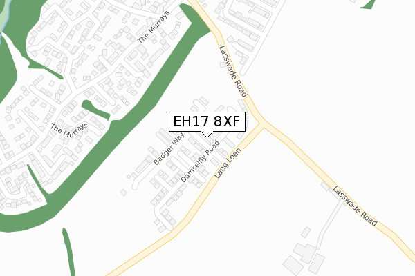 EH17 8XF map - large scale - OS Open Zoomstack (Ordnance Survey)