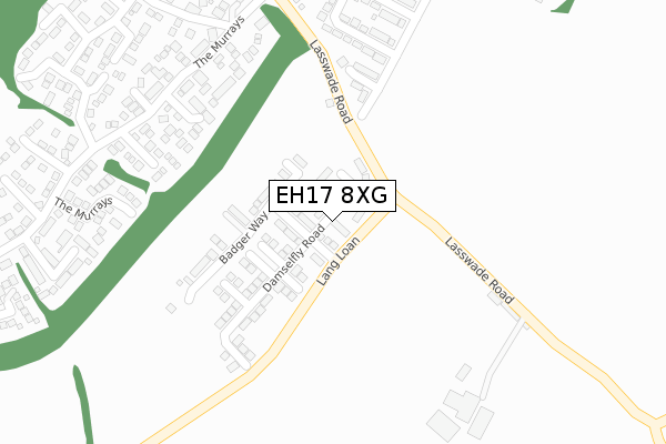 EH17 8XG map - large scale - OS Open Zoomstack (Ordnance Survey)