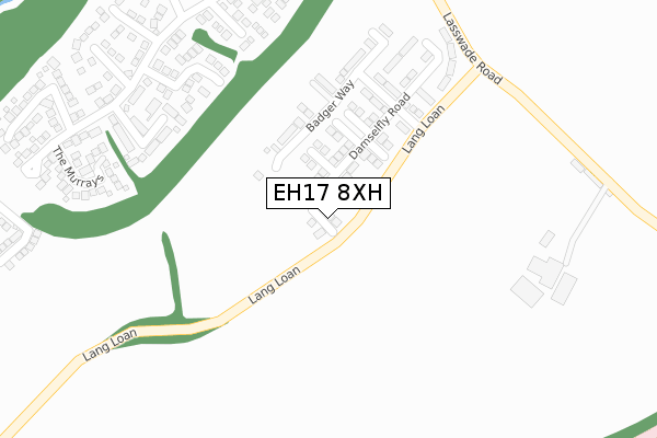 EH17 8XH map - large scale - OS Open Zoomstack (Ordnance Survey)