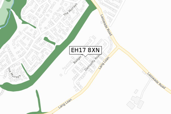 EH17 8XN map - large scale - OS Open Zoomstack (Ordnance Survey)