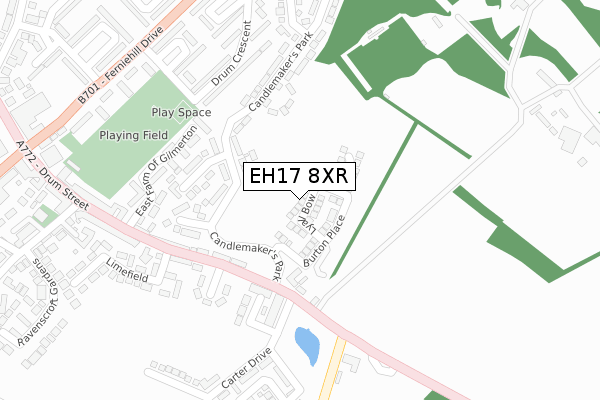 EH17 8XR map - large scale - OS Open Zoomstack (Ordnance Survey)